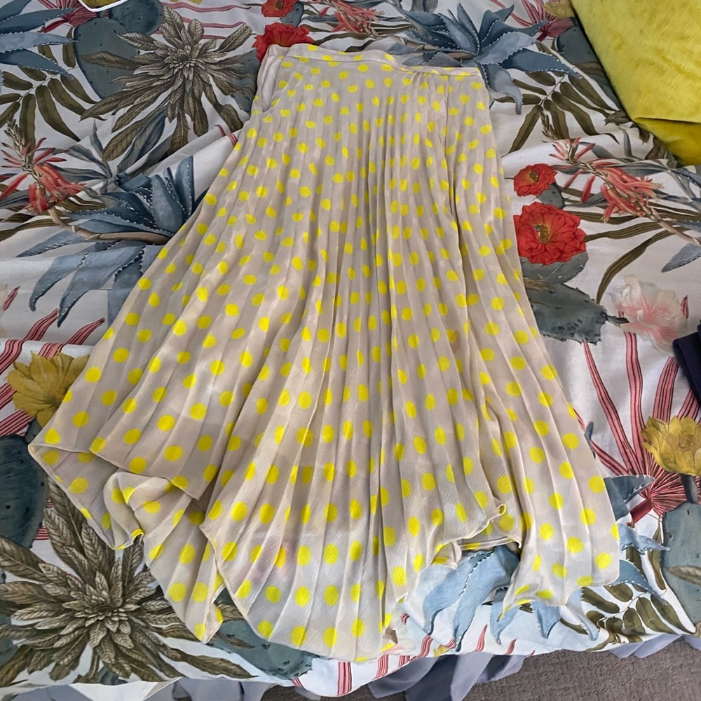 Zara Pleated Polka Dot Midi Skirt
